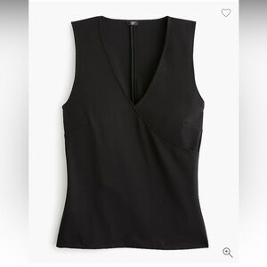 J. Crew 365 Classic Black‎ Faux Wrap V Neck Tank Top Size Large